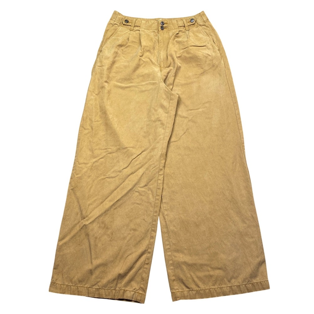 Madewell Womens Size 8 Brown Wide Leg Pleated Tencel Linen Pants NG521 Grunge‎